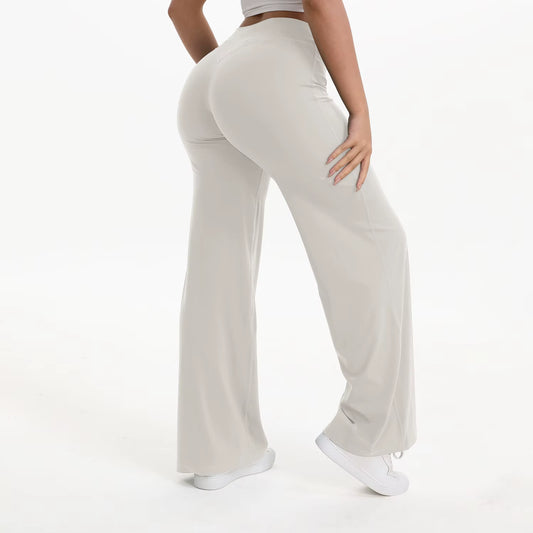 Straight-Leg Pants Ultra Soft Butter Fabric Women'S Mid-Waist Yoga Pants GYM Naked Feel Pilates Running Sport Trousers